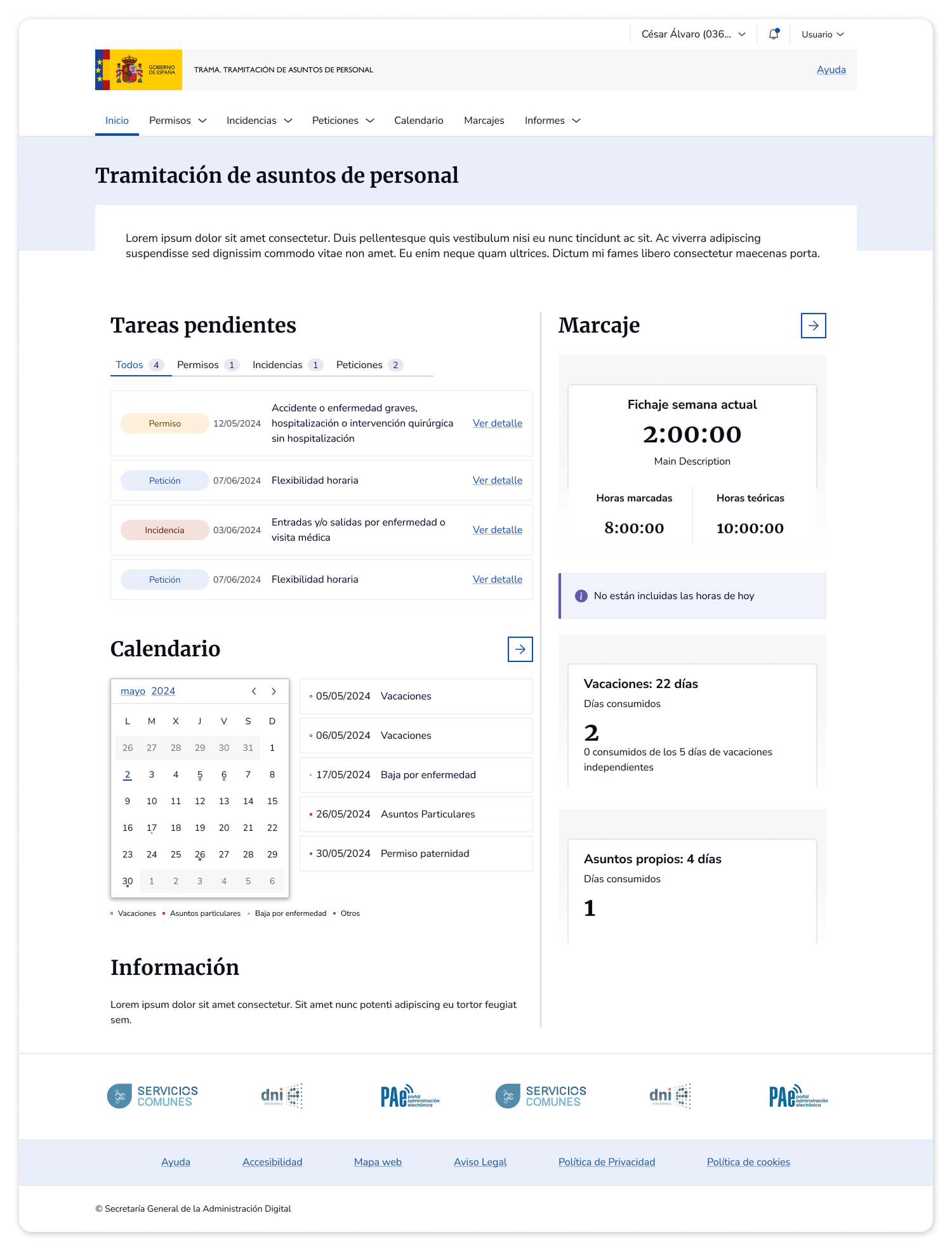 Home de TRAMA: resumen de trámites activos